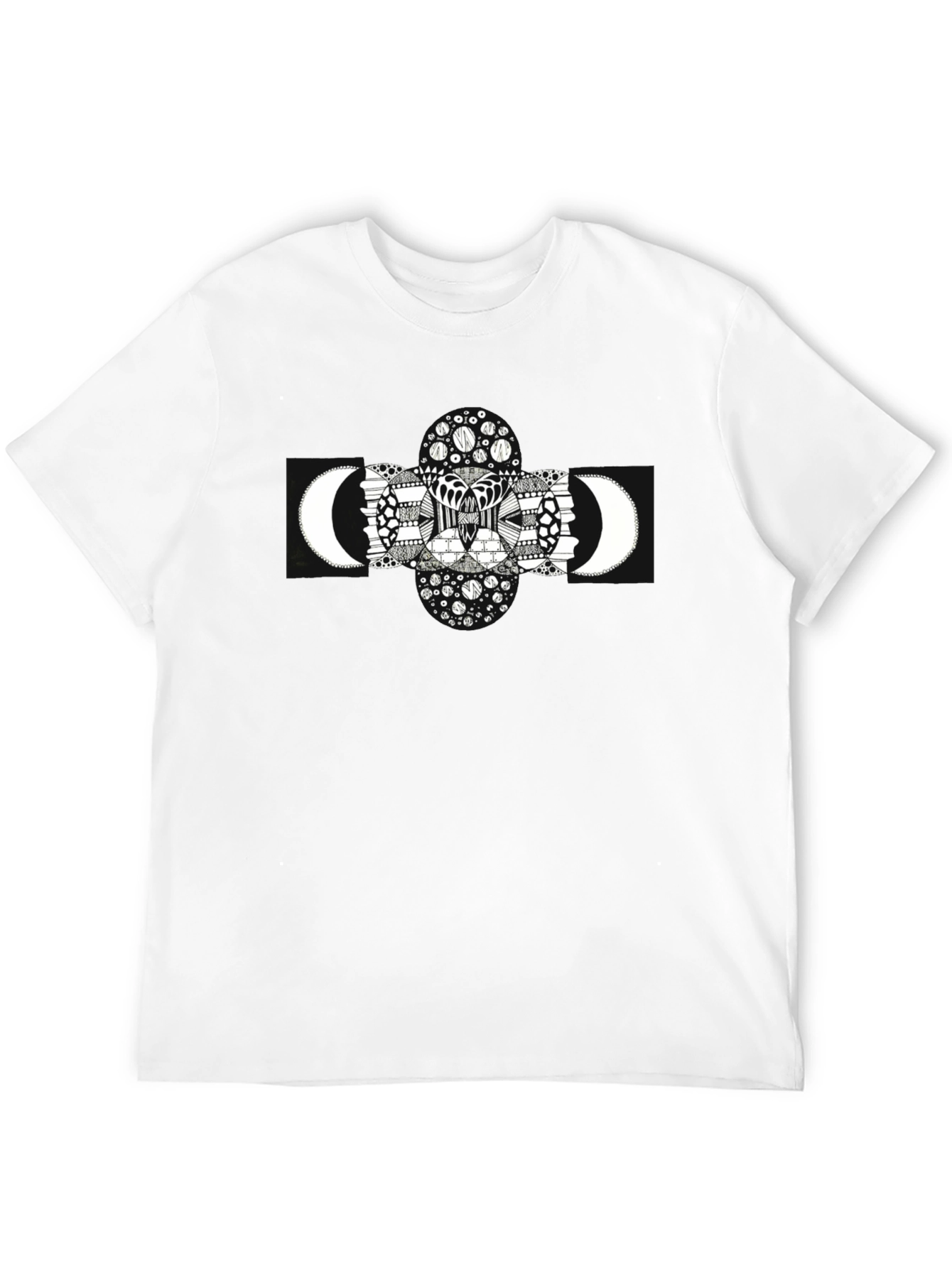 Abstract Moon Print Black T-Shirt
