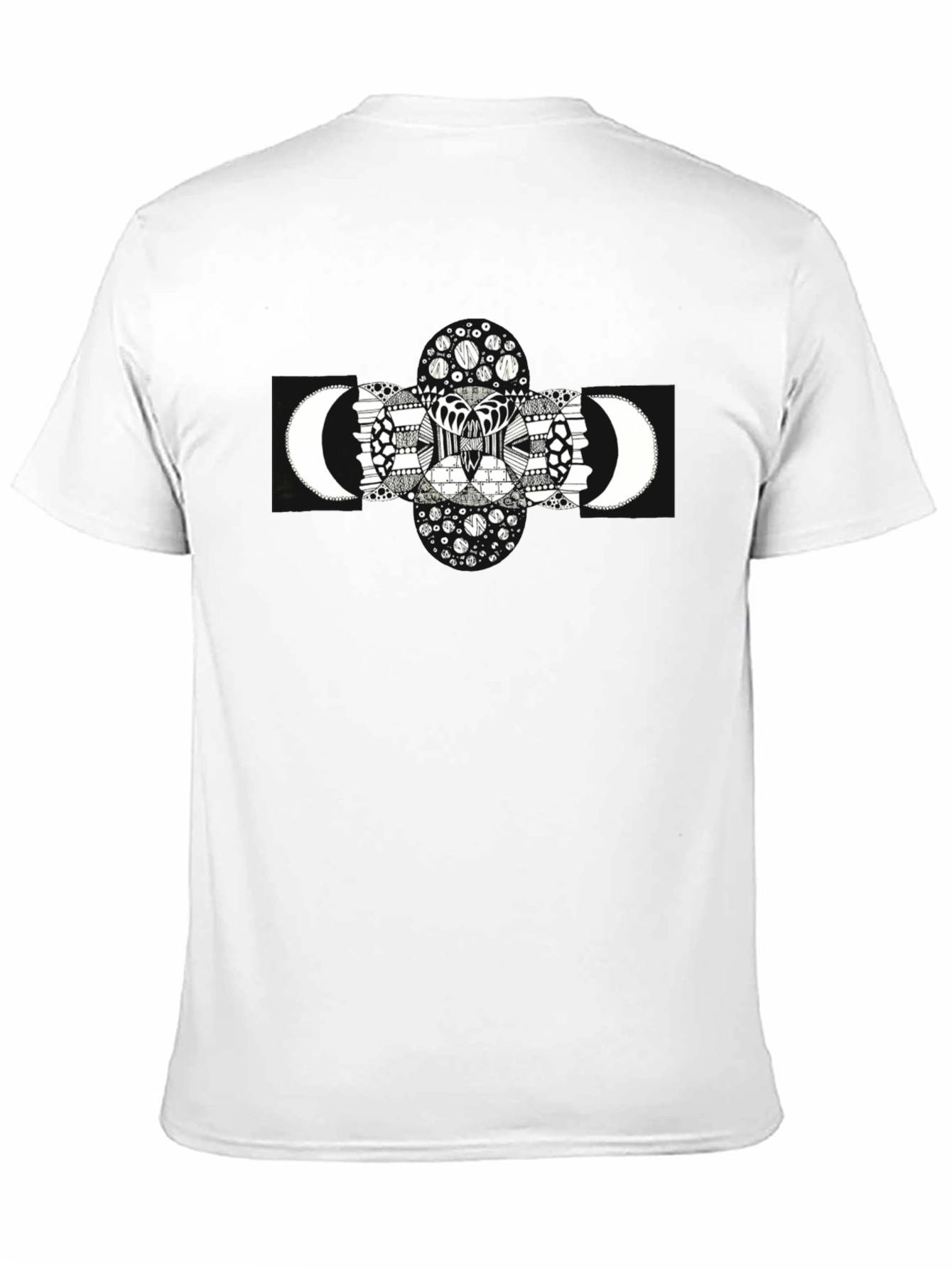 Abstract Moon Print Black T-Shirt