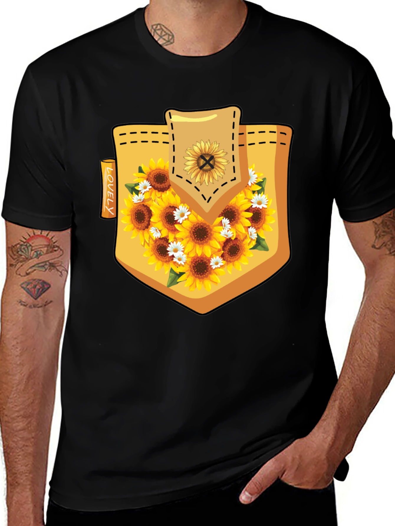 Sunflower Pocket Print Mens Tee