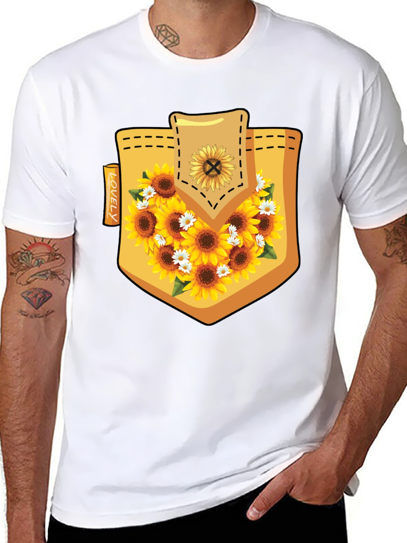 Sunflower Pocket Print Mens Tee