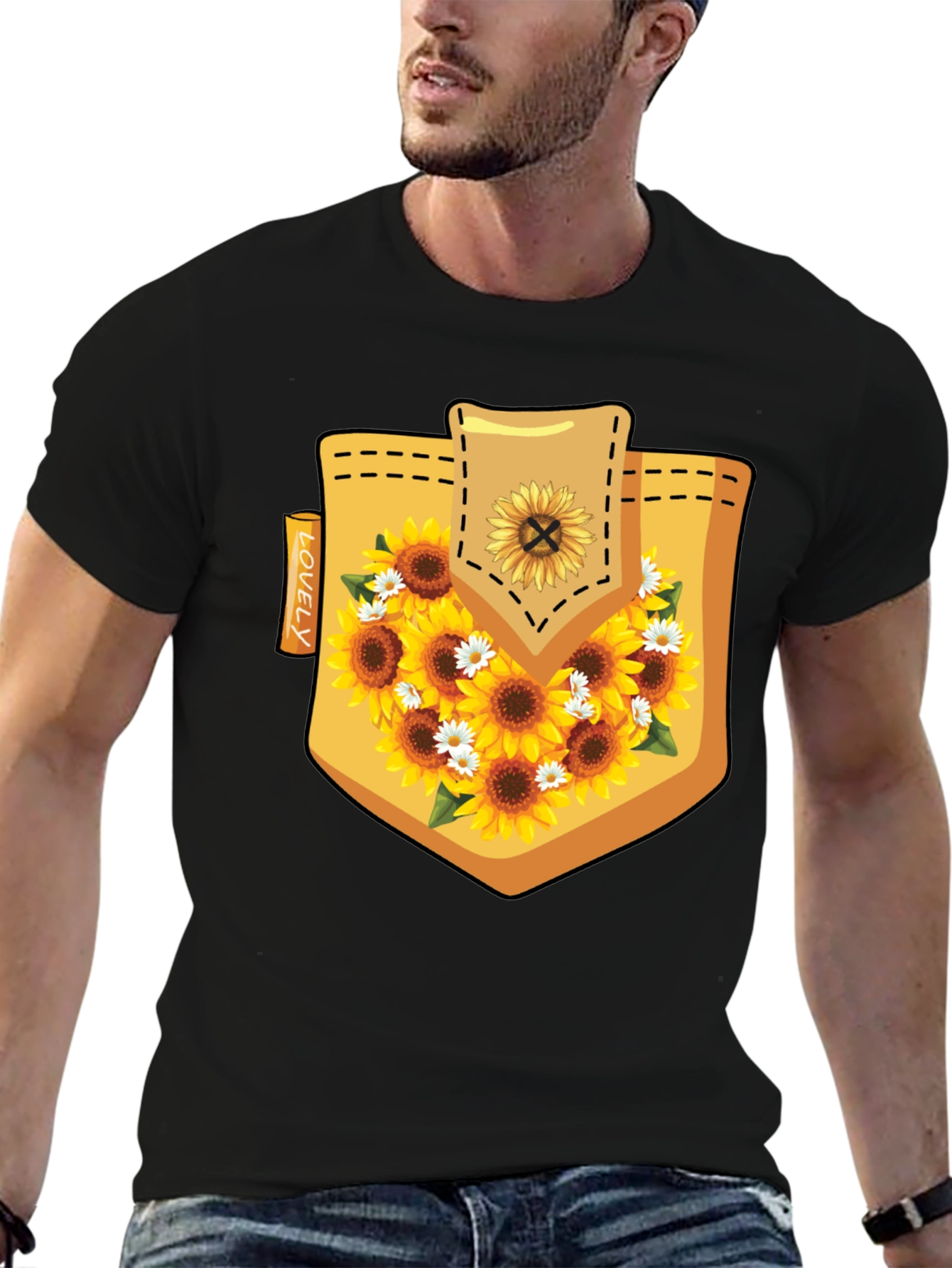 Sunflower Pocket Print Mens Tee