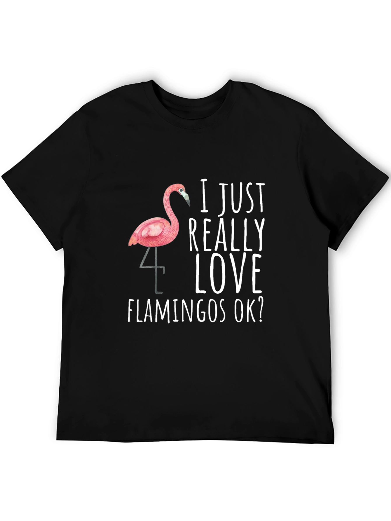 Flamingo Lover Graphic Tee - Black Cotton T-Shirt