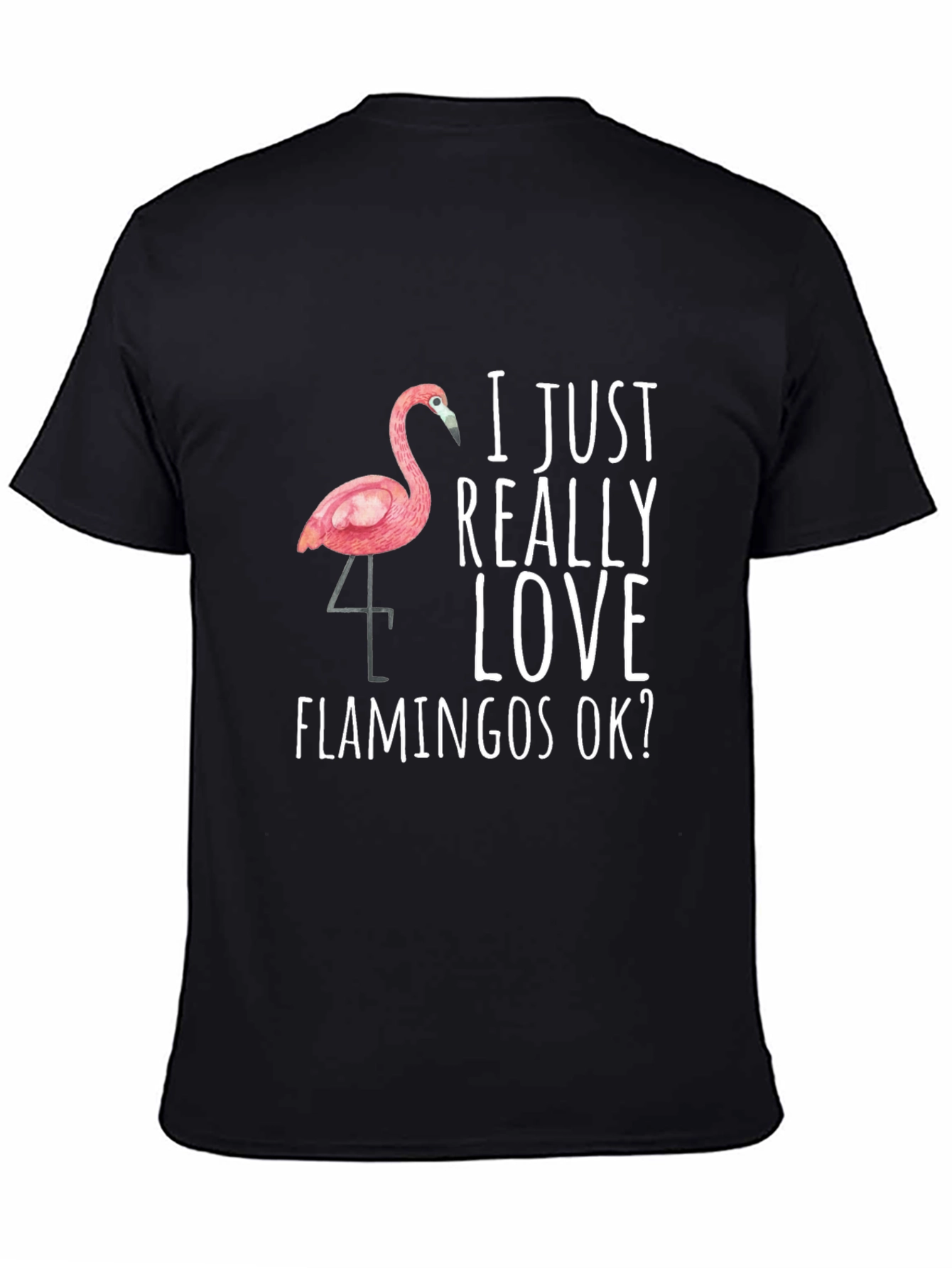 Flamingo Lover Graphic Tee - Black Cotton T-Shirt