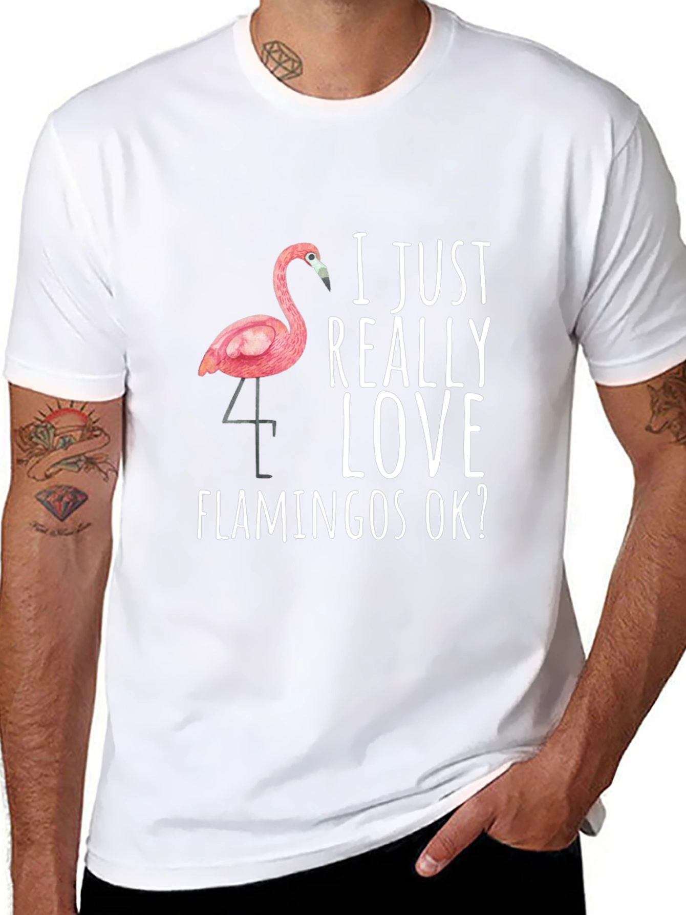 Flamingo Lover Graphic Tee - Black Cotton T-Shirt