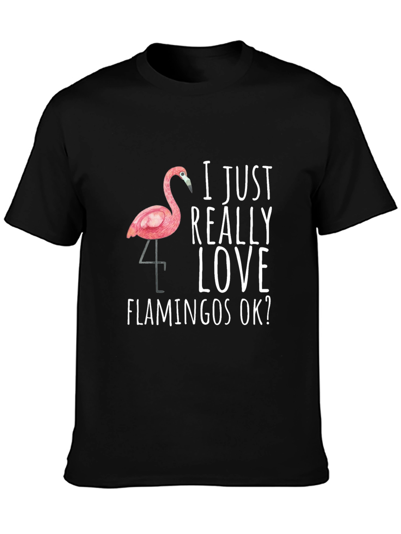 Flamingo Lover Graphic Tee - Black Cotton T-Shirt