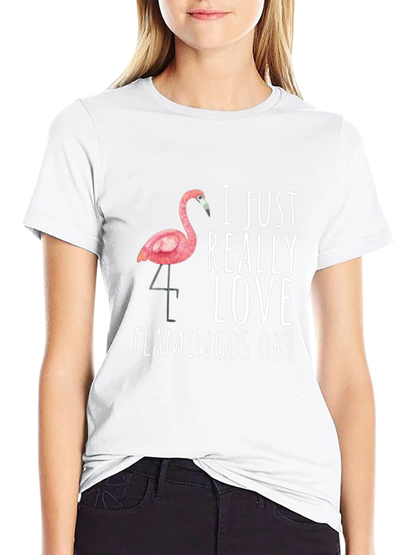 Flamingo Lover Graphic Tee - Black Cotton T-Shirt