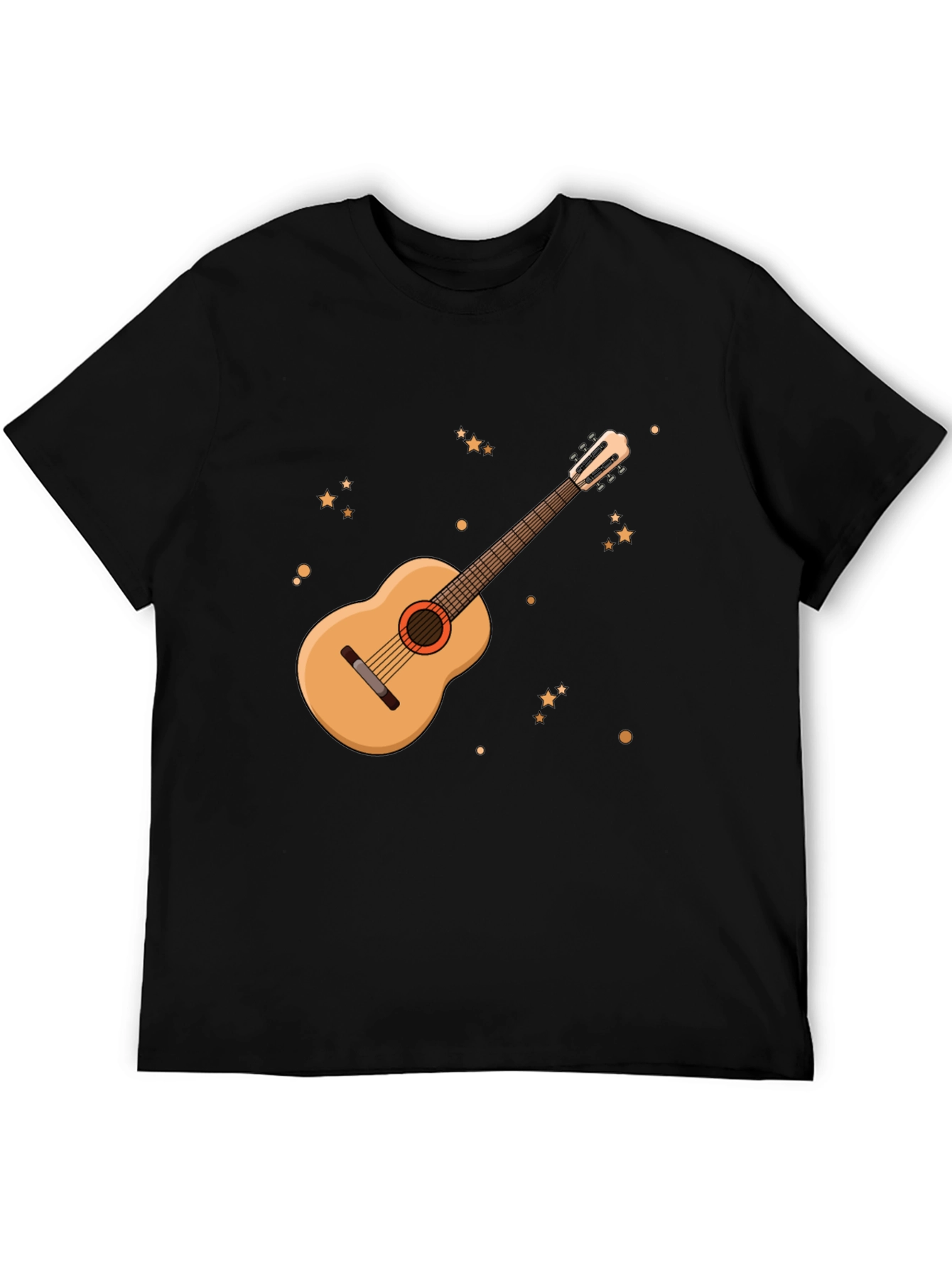 Guitar Graphic Tee - Black Cotton Blend T-Shirt