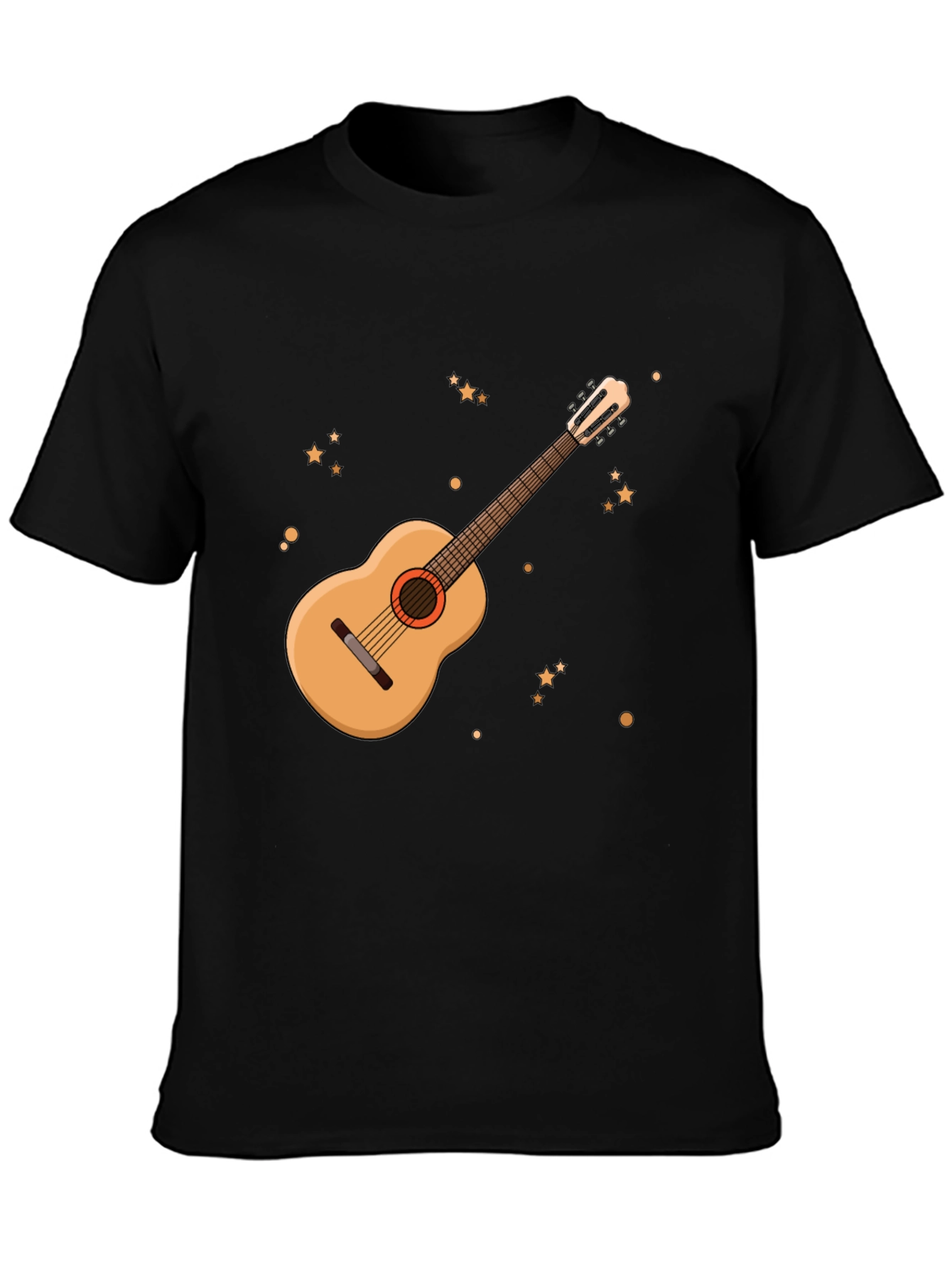 Guitar Graphic Tee - Black Cotton Blend T-Shirt