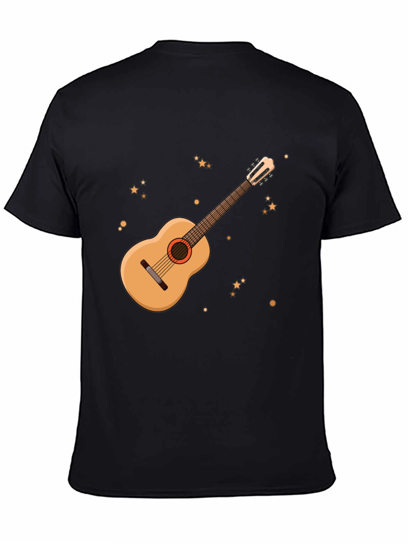 Guitar Graphic Tee - Black Cotton Blend T-Shirt