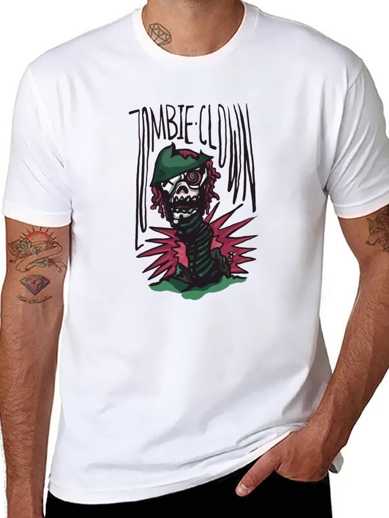 Zombie Clown Graphic Tee - Black Cotton T-Shirt