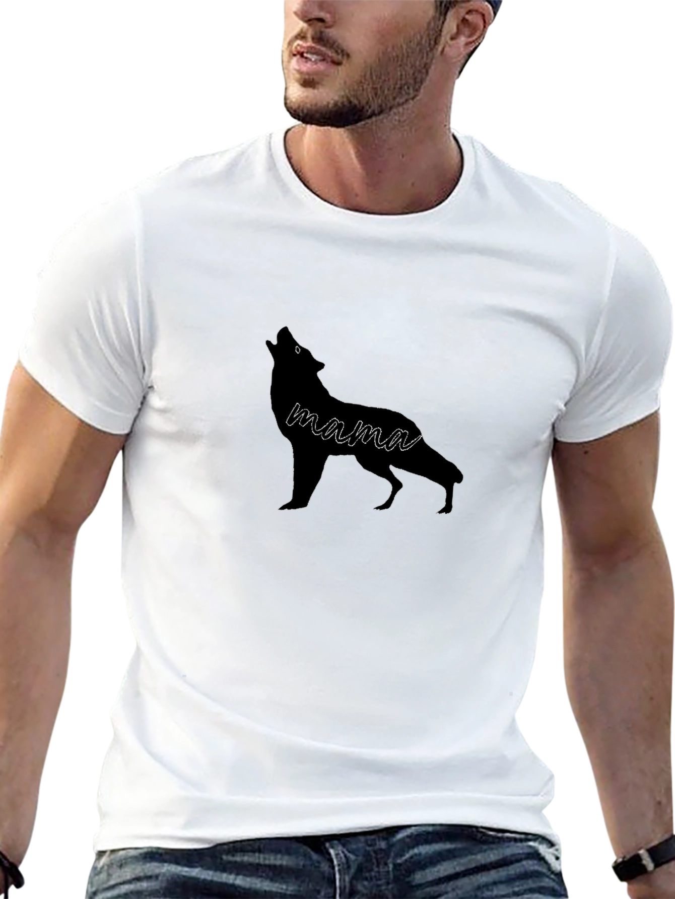 Mama Wolf Graphic Tee - Black Cotton Comfort