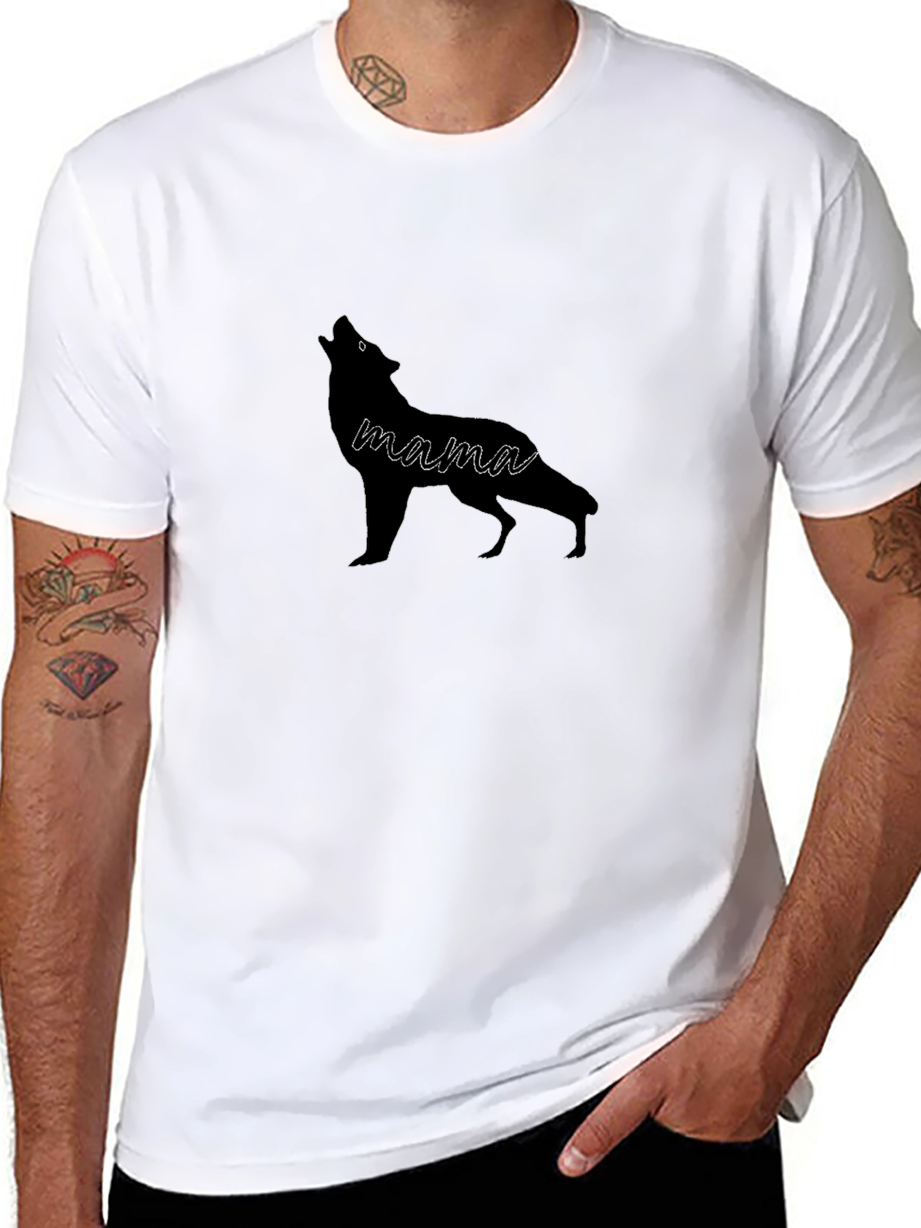 Mama Wolf Graphic Tee - Black Cotton Comfort
