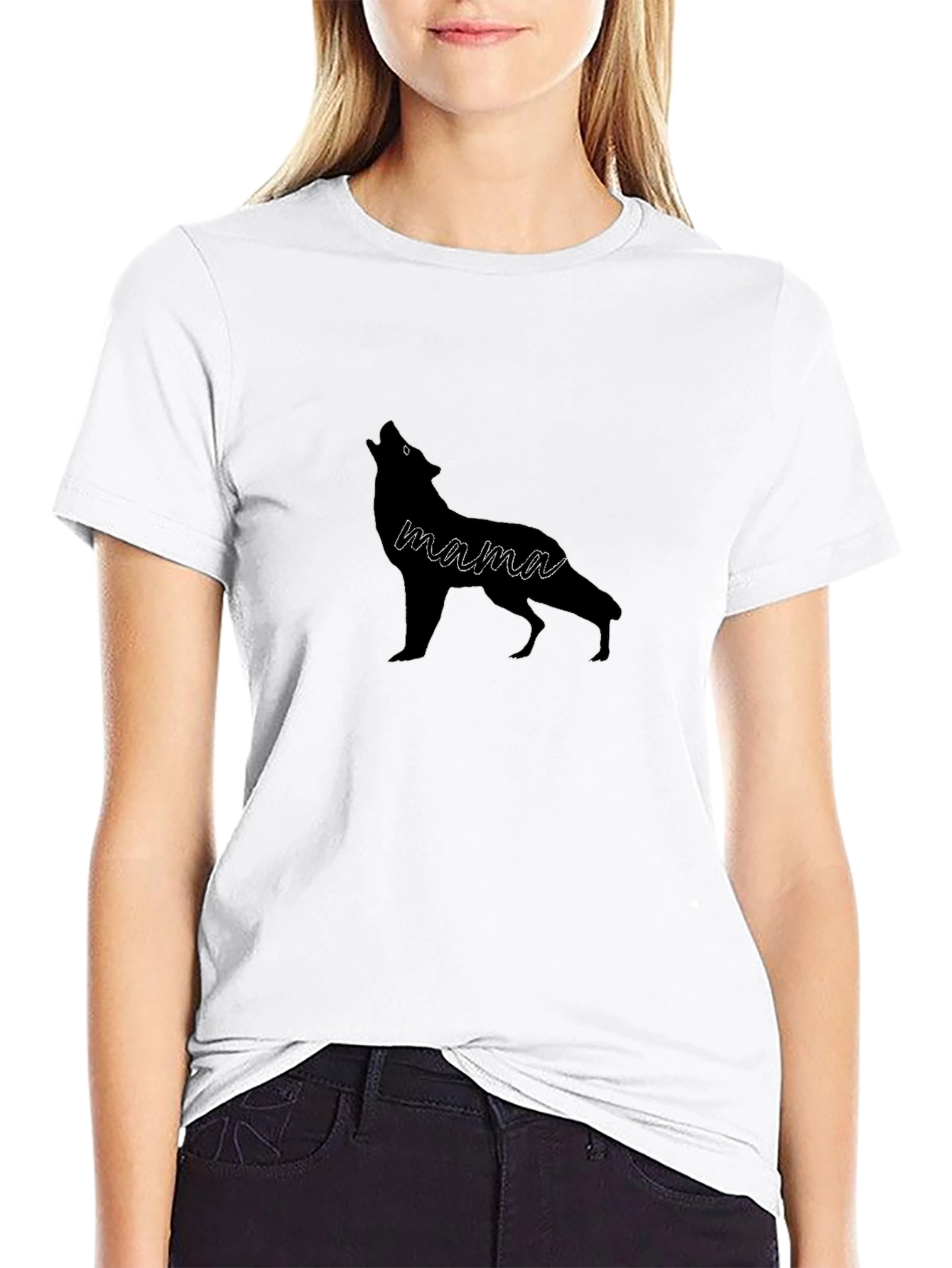 Mama Wolf Graphic Tee - Black Cotton Comfort
