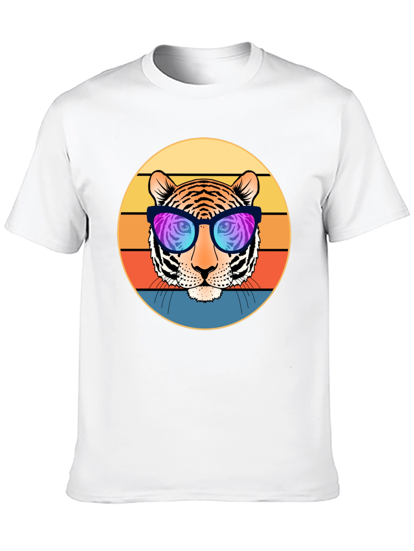 Cool Tiger Retro Sunset Graphic T-Shirt