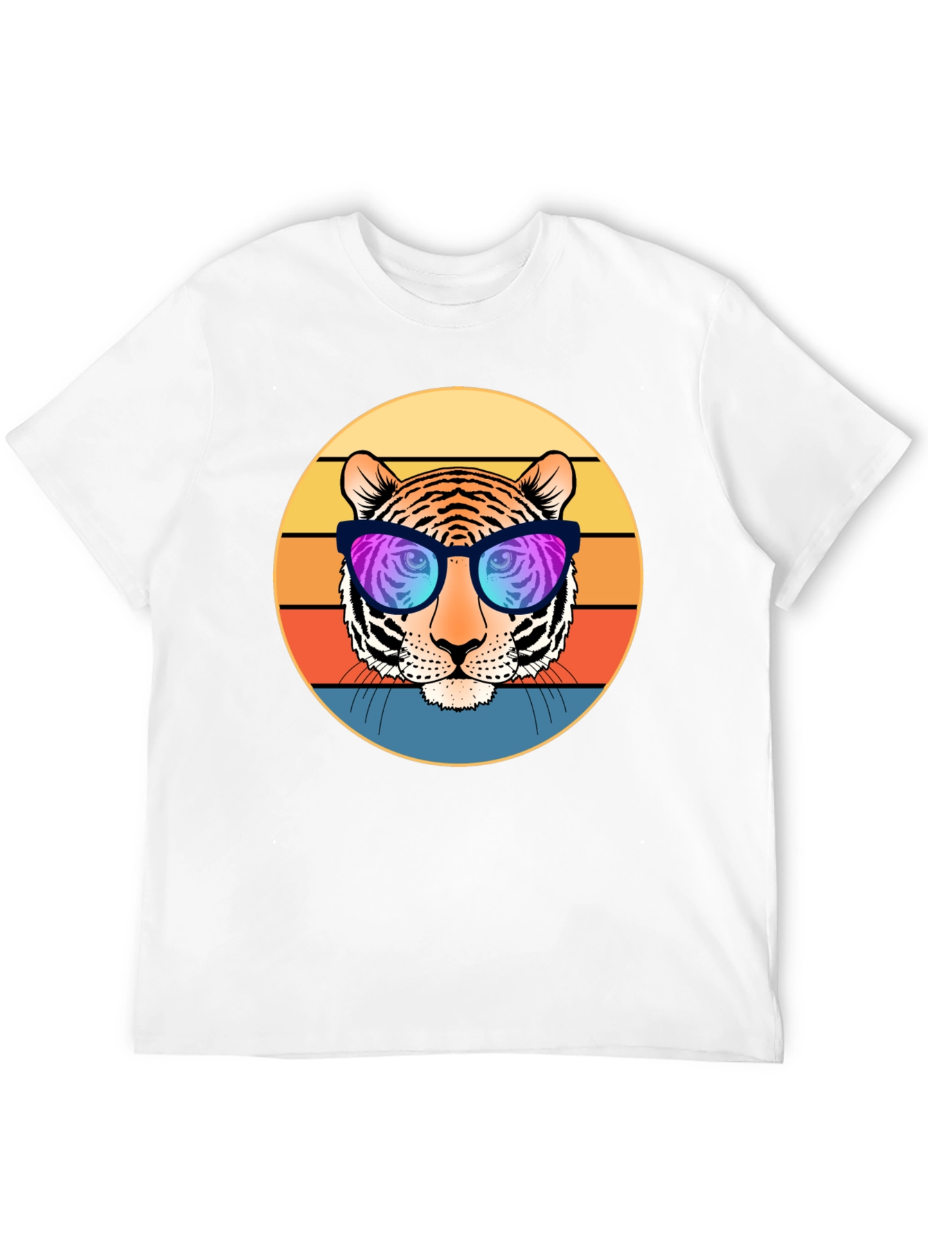 Cool Tiger Retro Sunset Graphic T-Shirt