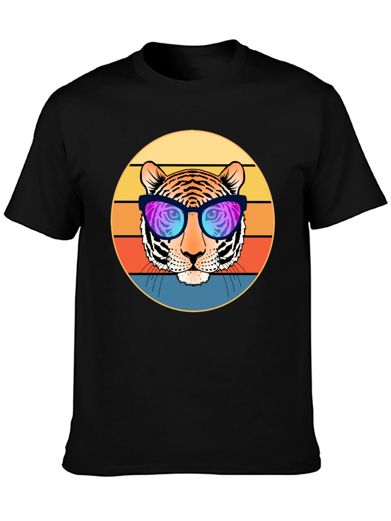 Cool Tiger Retro Sunset Graphic T-Shirt