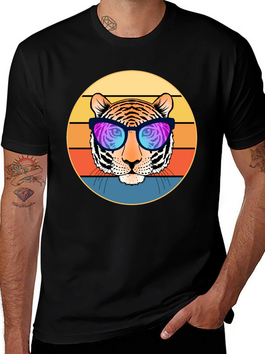 Cool Tiger Retro Sunset Graphic T-Shirt