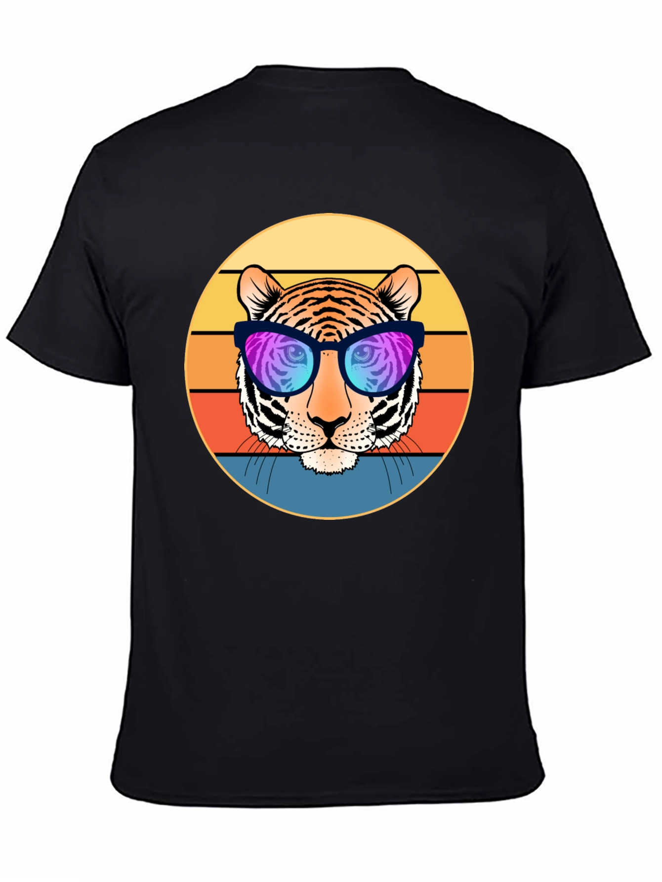 Cool Tiger Retro Sunset Graphic T-Shirt
