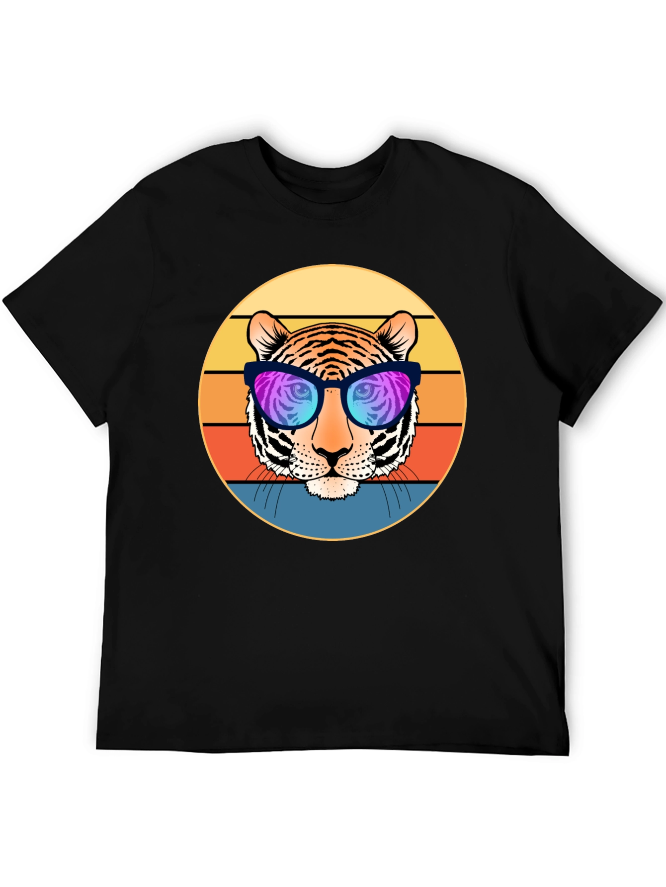 Cool Tiger Retro Sunset Graphic T-Shirt