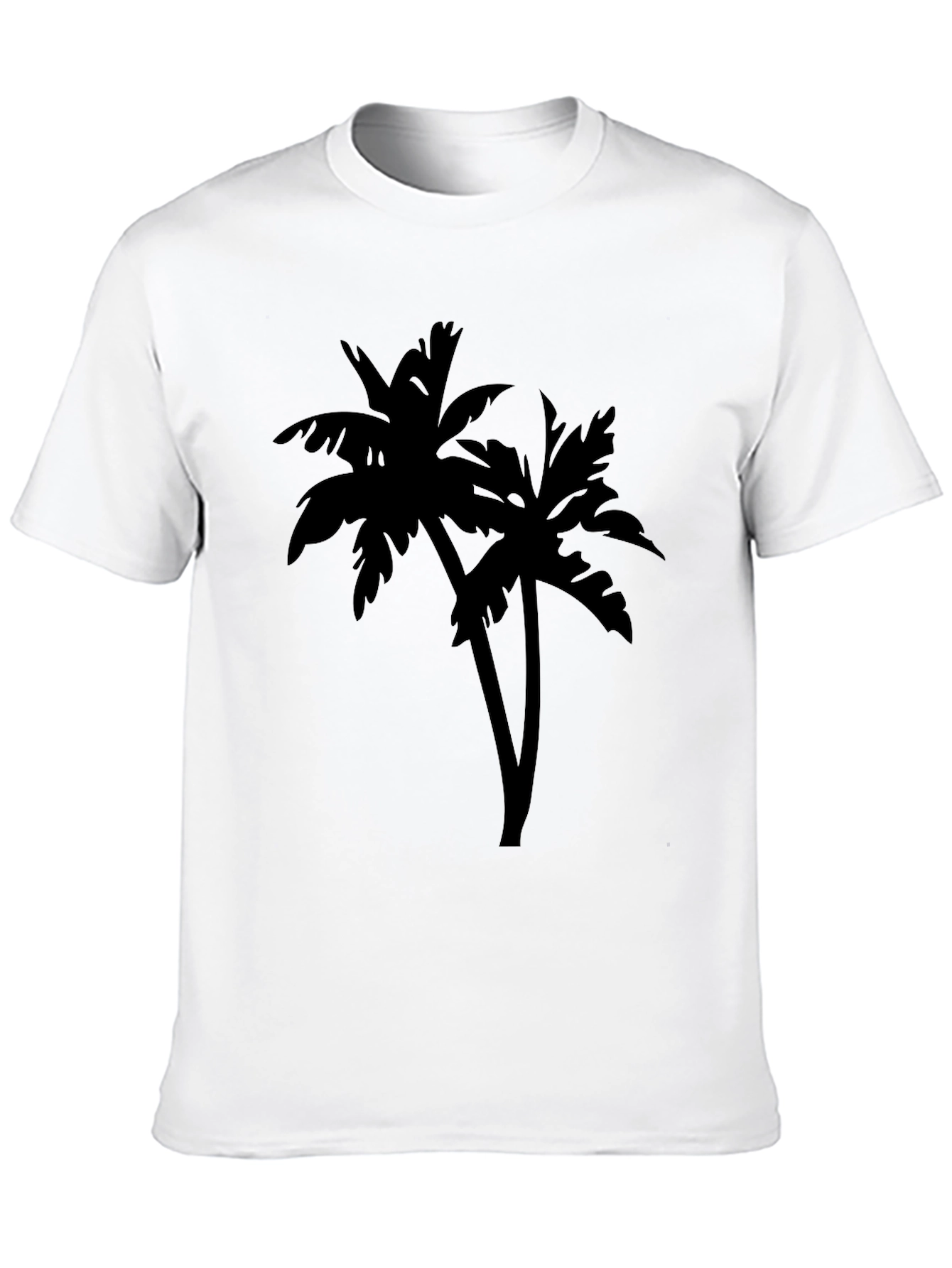 Tropical Palm Tree Silhouette Graphic Tee - Black