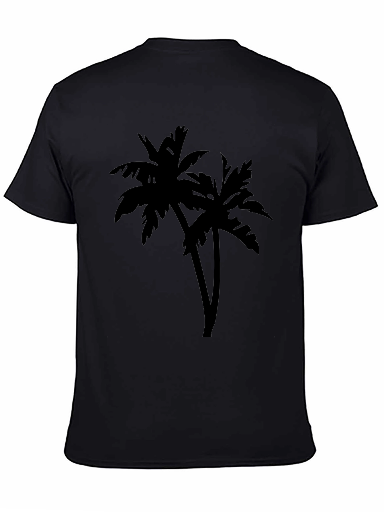 Tropical Palm Tree Silhouette Graphic Tee - Black