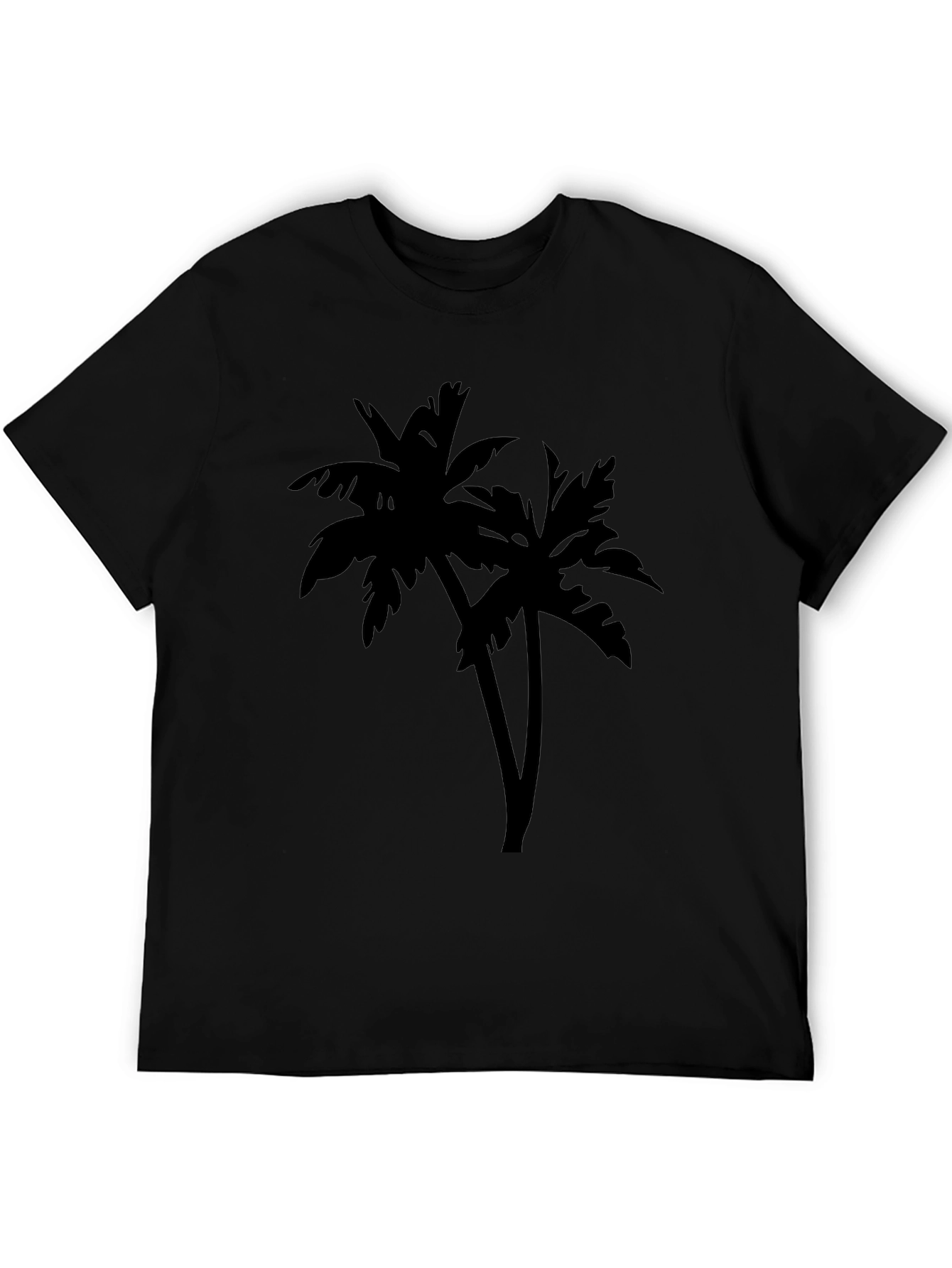 Tropical Palm Tree Silhouette Graphic Tee - Black
