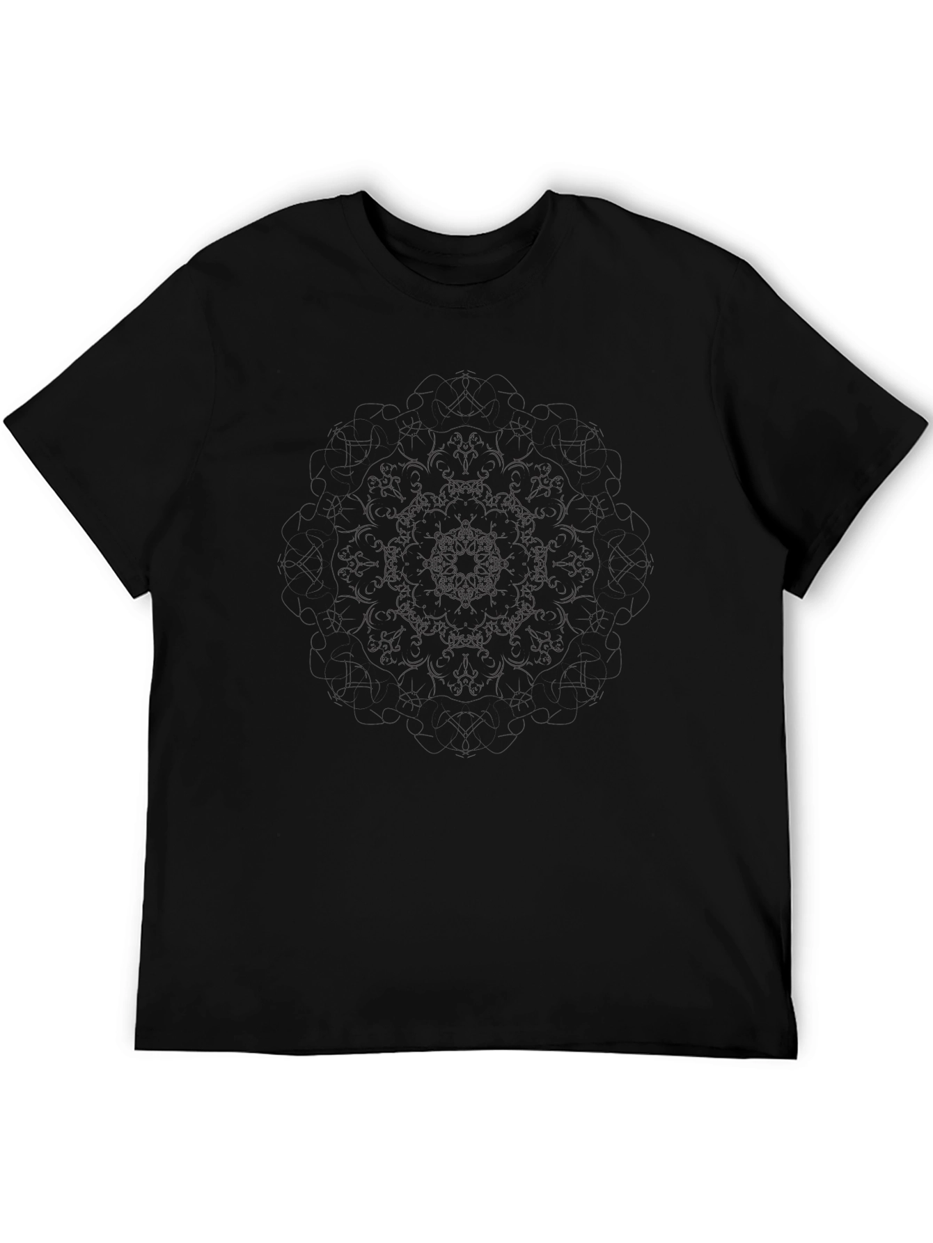 Black T-Shirt with Subtle Mandala Print