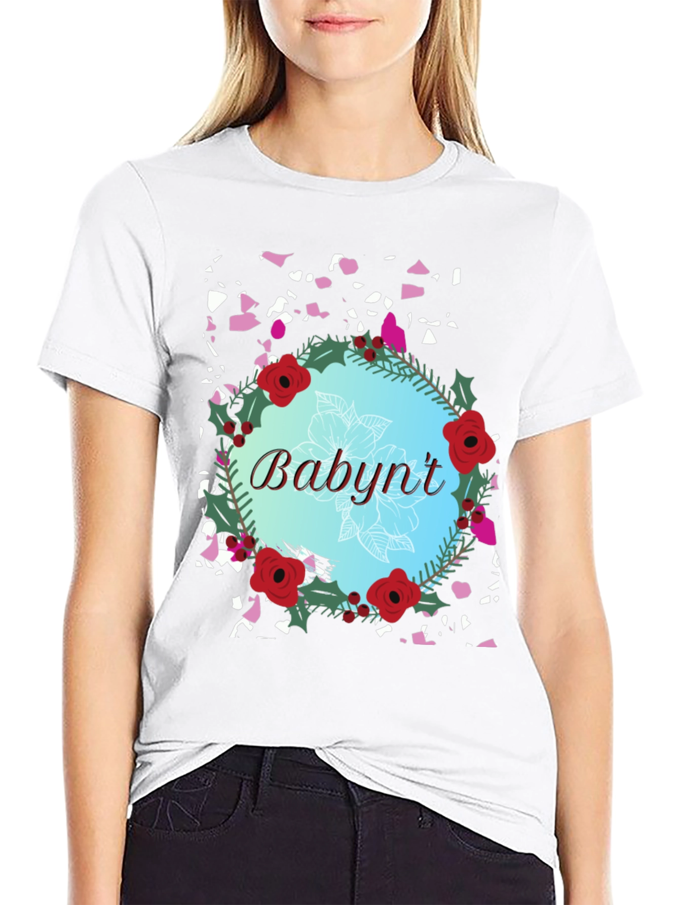 Babynt Floral Wreath T-Shirt - Stylish Casual Wear