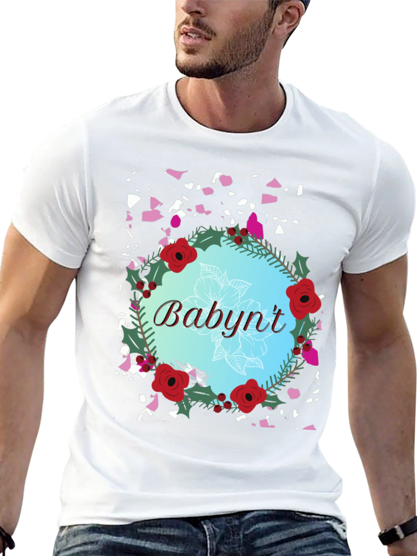 Babynt Floral Wreath T-Shirt - Stylish Casual Wear