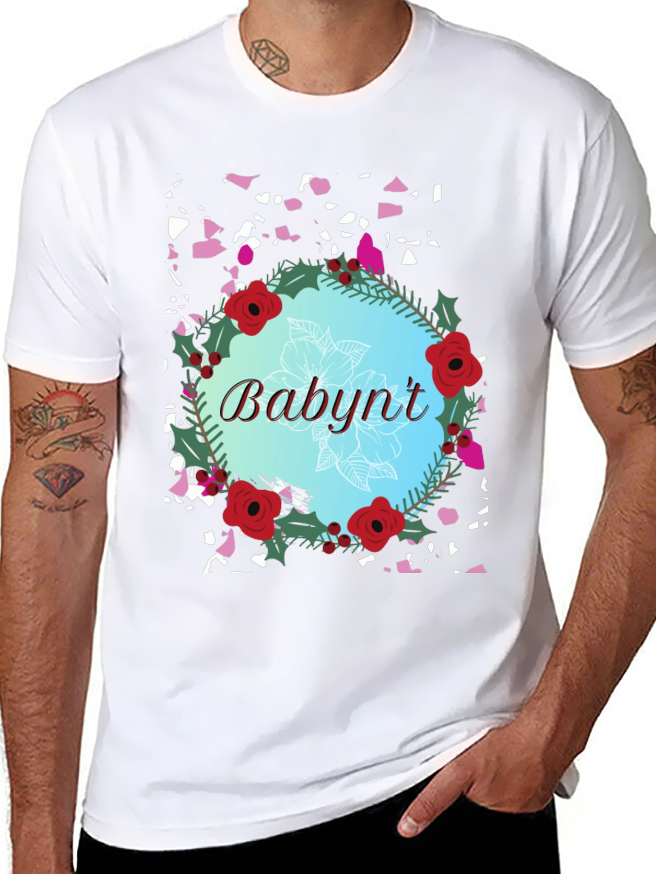 Babynt Floral Wreath T-Shirt - Stylish Casual Wear