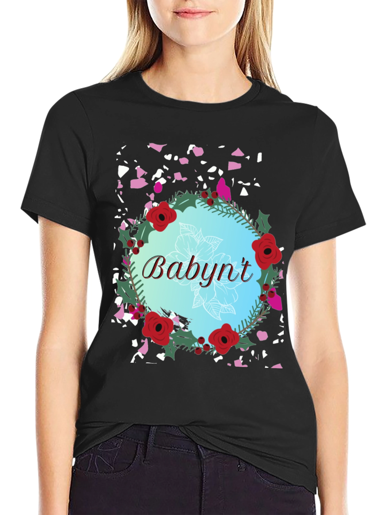 Babynt Floral Wreath T-Shirt - Stylish Casual Wear