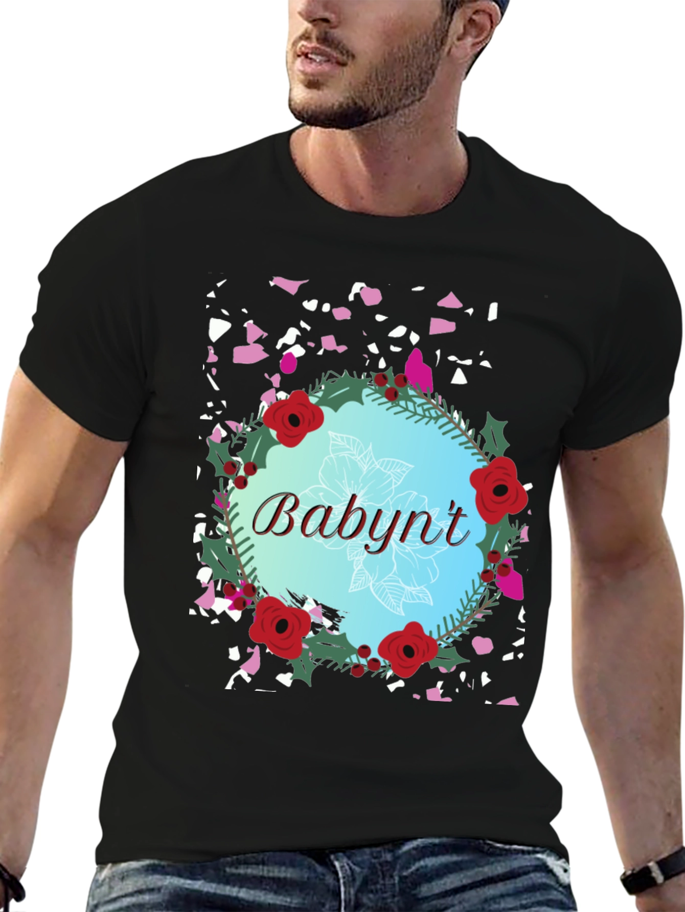 Babynt Floral Wreath T-Shirt - Stylish Casual Wear