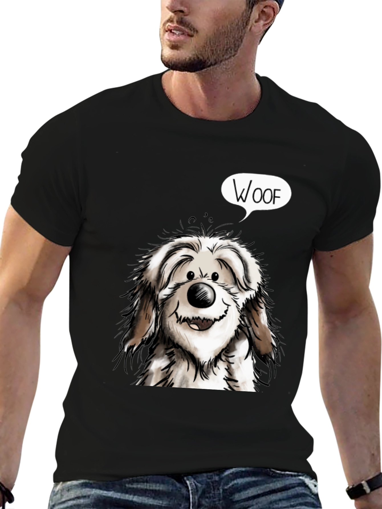 Woof Dog Graphic Tee - Mens Black T-Shirt