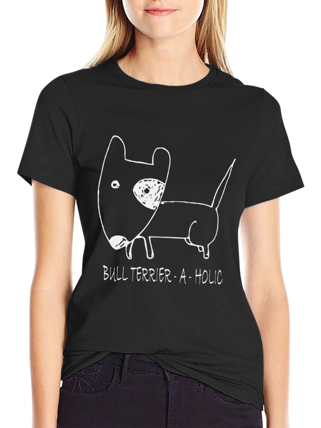 Bull Terrier-A-Holic Black Graphic Tee