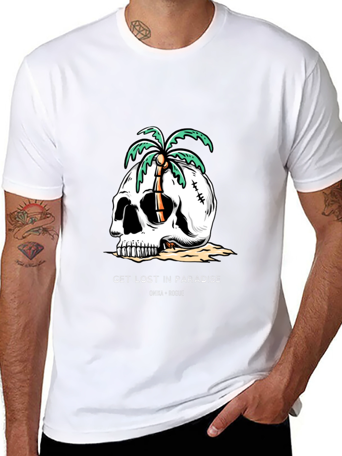 Skull Palm Tree Graphic Tee