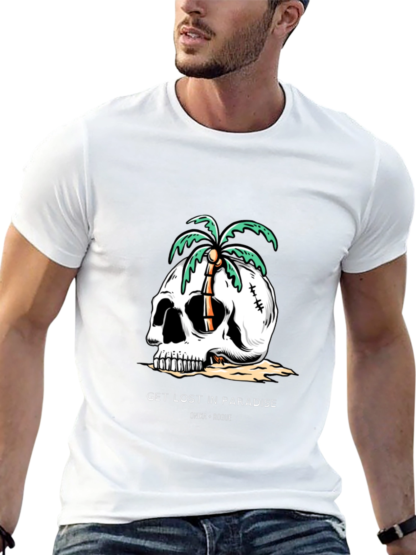 Skull Palm Tree Graphic Tee