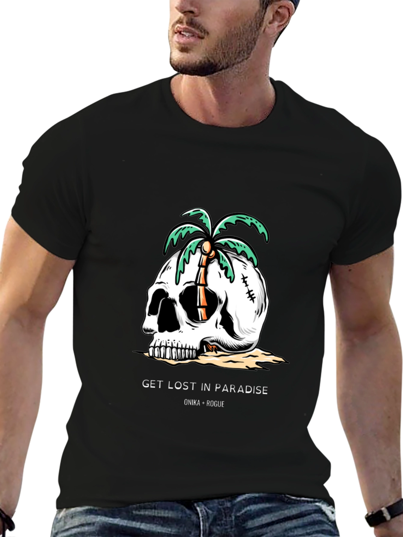 Skull Palm Tree Graphic Tee