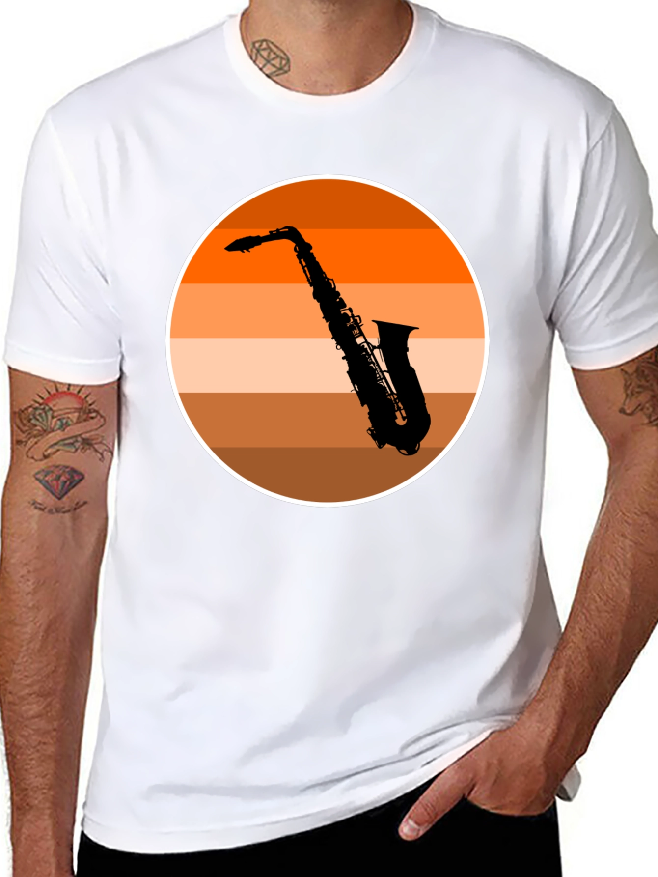 Saxophone Sunset T-Shirt - Cool Musician Tee