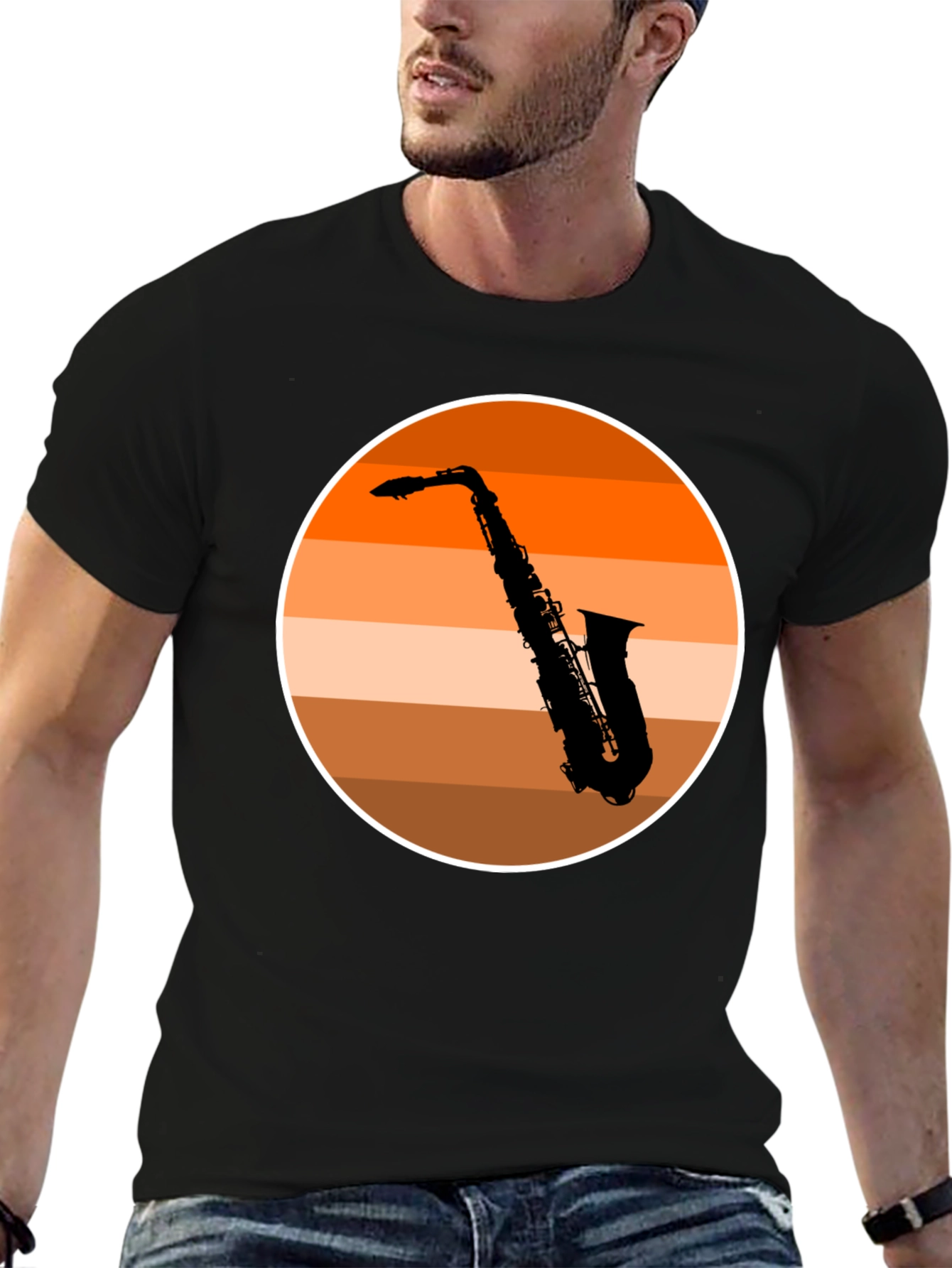Saxophone Sunset T-Shirt - Cool Musician Tee
