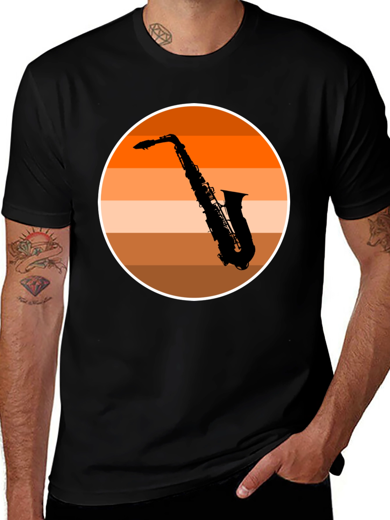 Saxophone Sunset T-Shirt - Cool Musician Tee