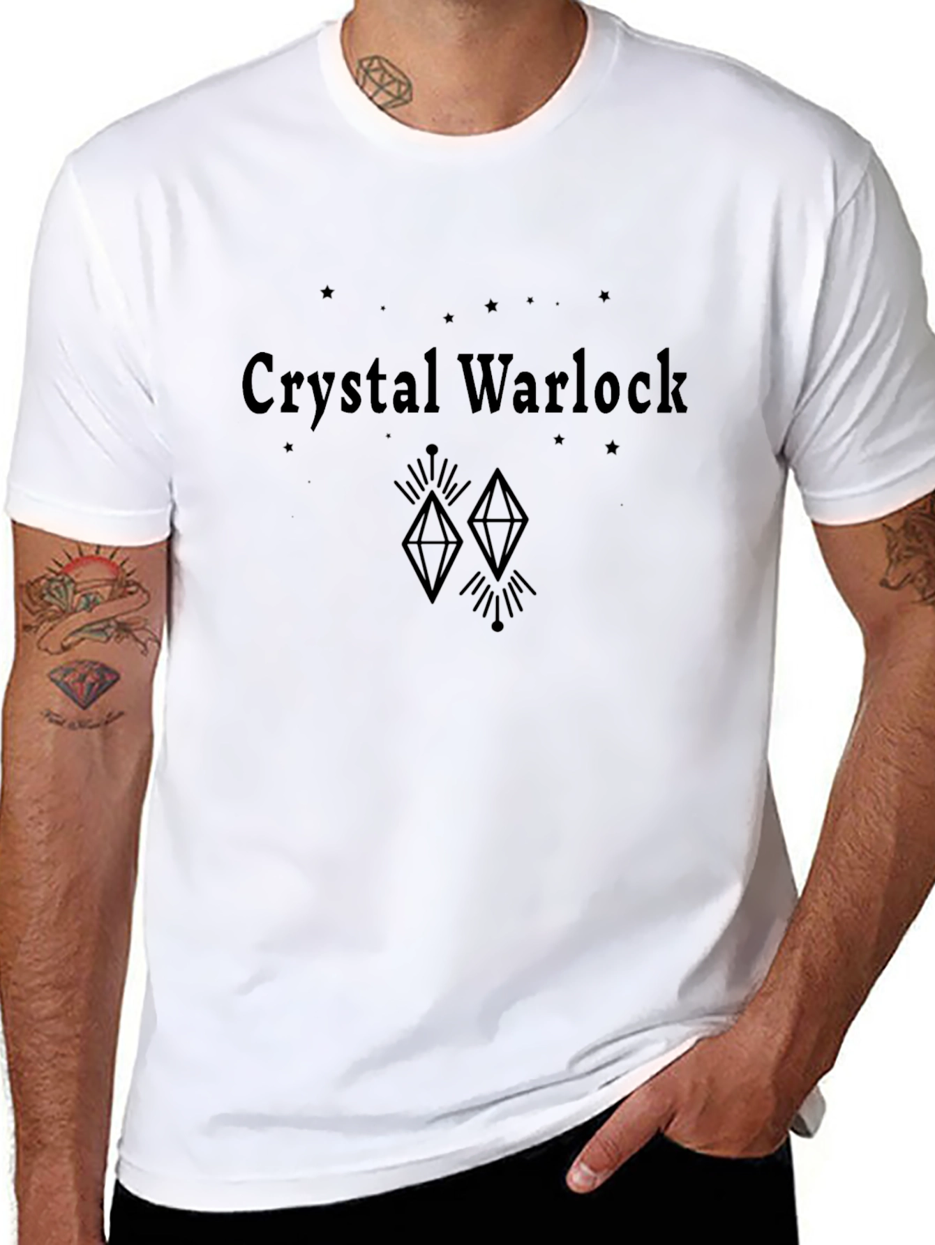 Crystal Warlock Graphic Tee - Stylish Black T-Shirt