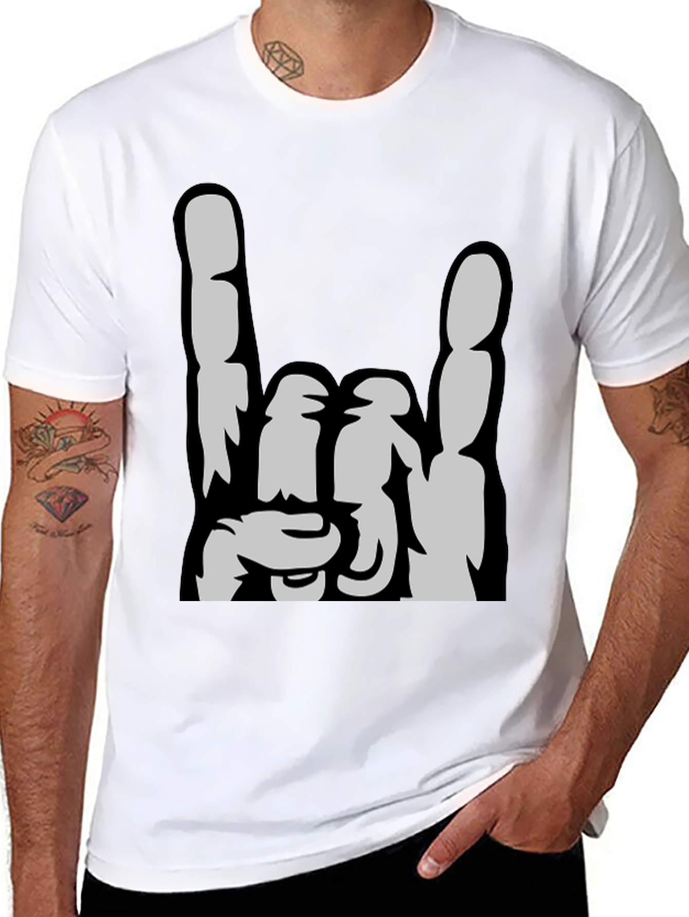 Rock On Graphic Tee - Black Cotton T-Shirt