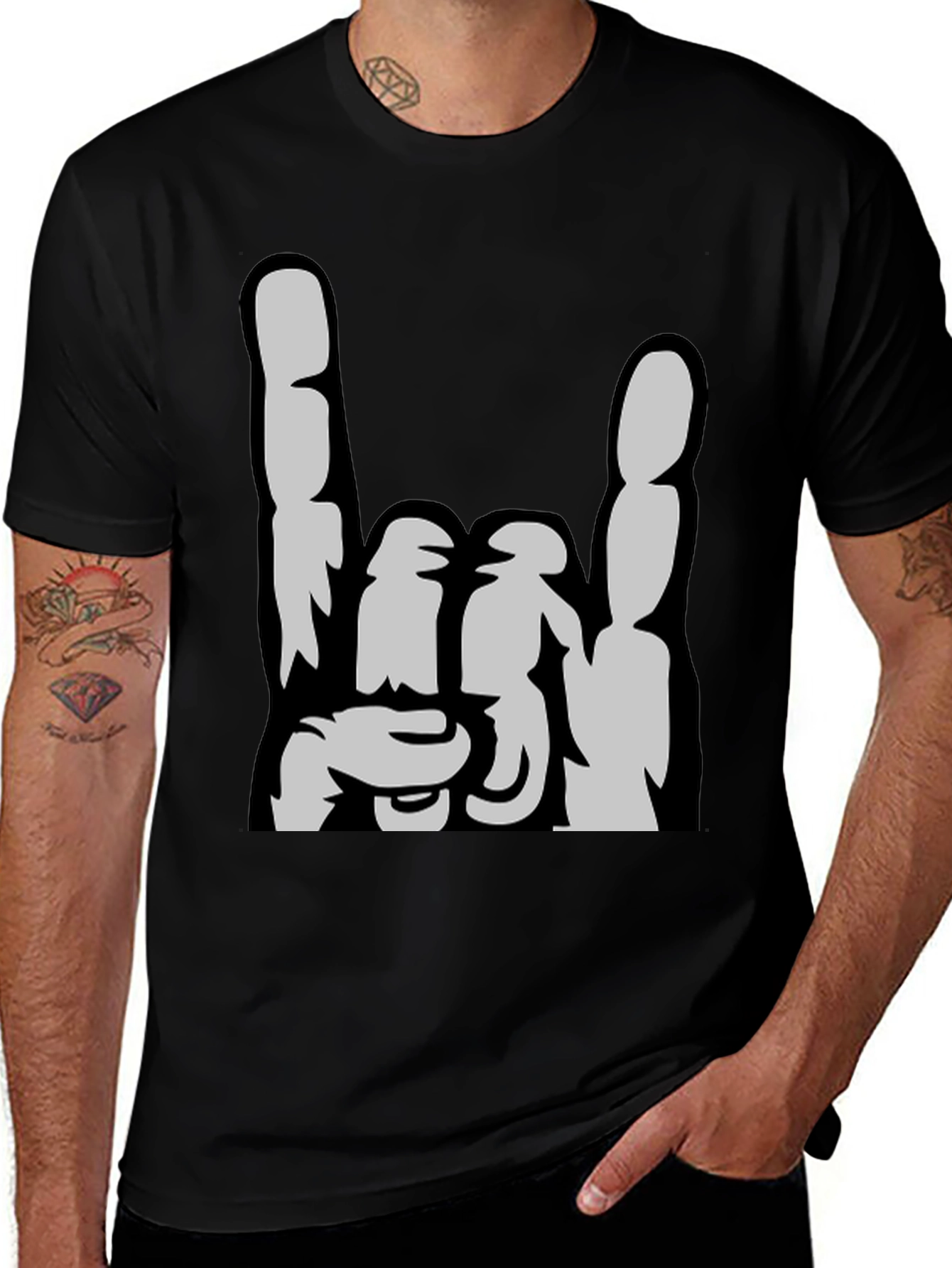 Rock On Graphic Tee - Black Cotton T-Shirt