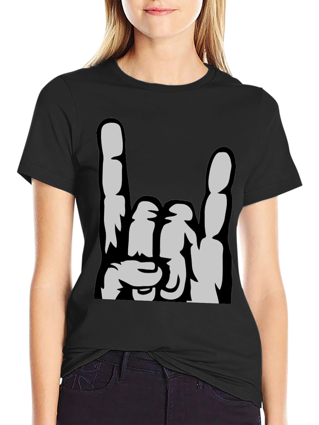 Rock On Graphic Tee - Black Cotton T-Shirt