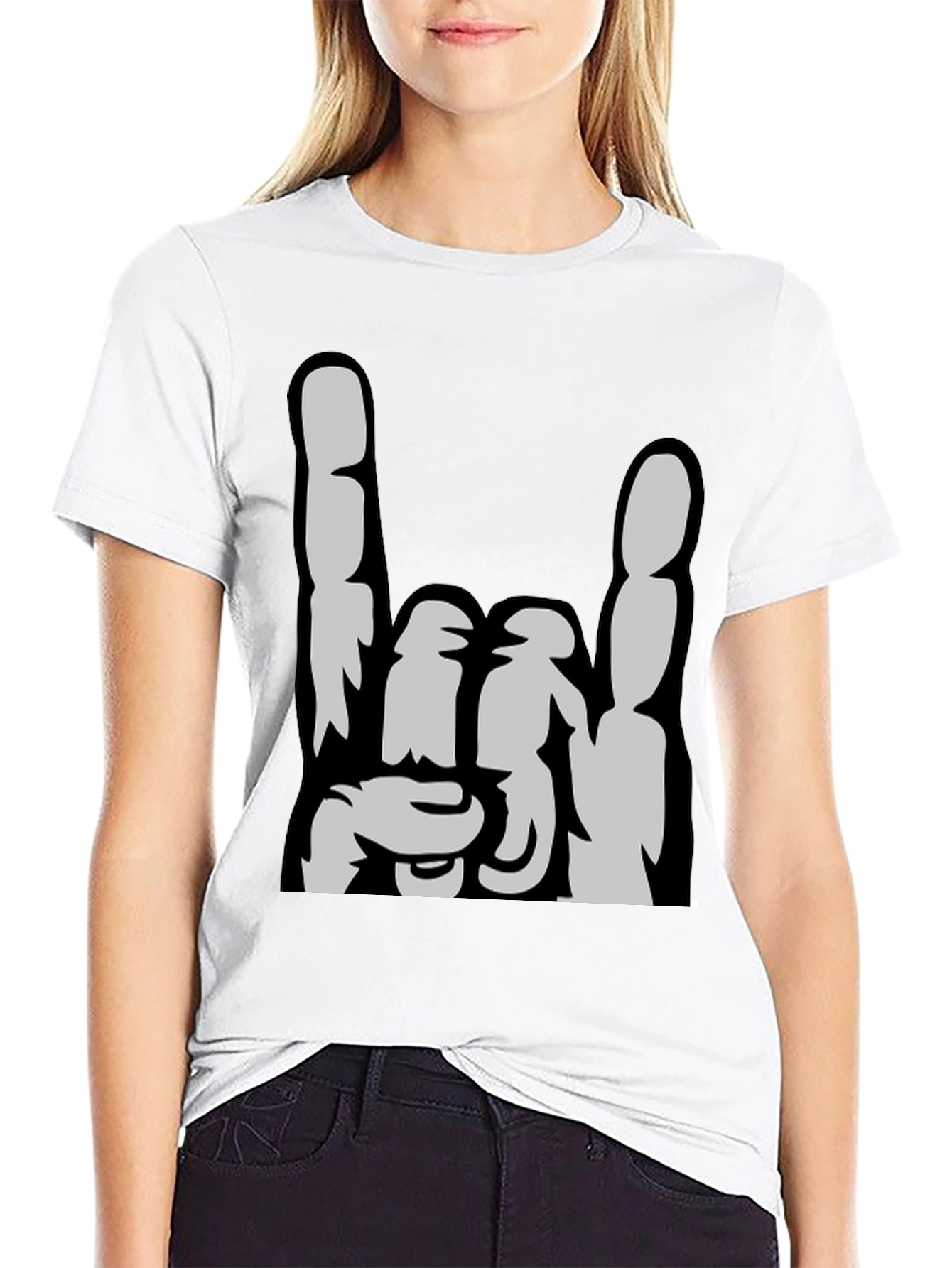 Rock On Graphic Tee - Black Cotton T-Shirt