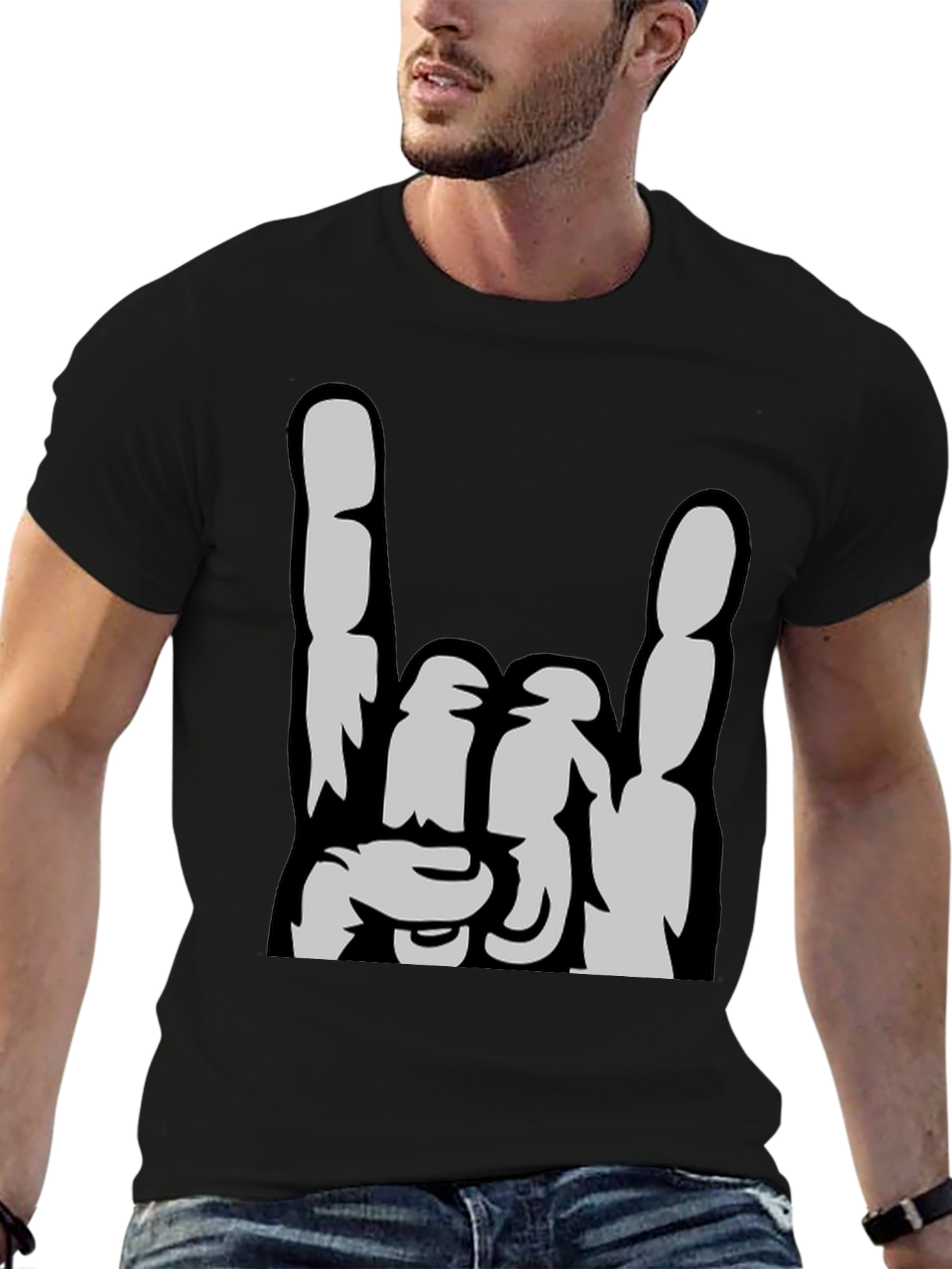 Rock On Graphic Tee - Black Cotton T-Shirt