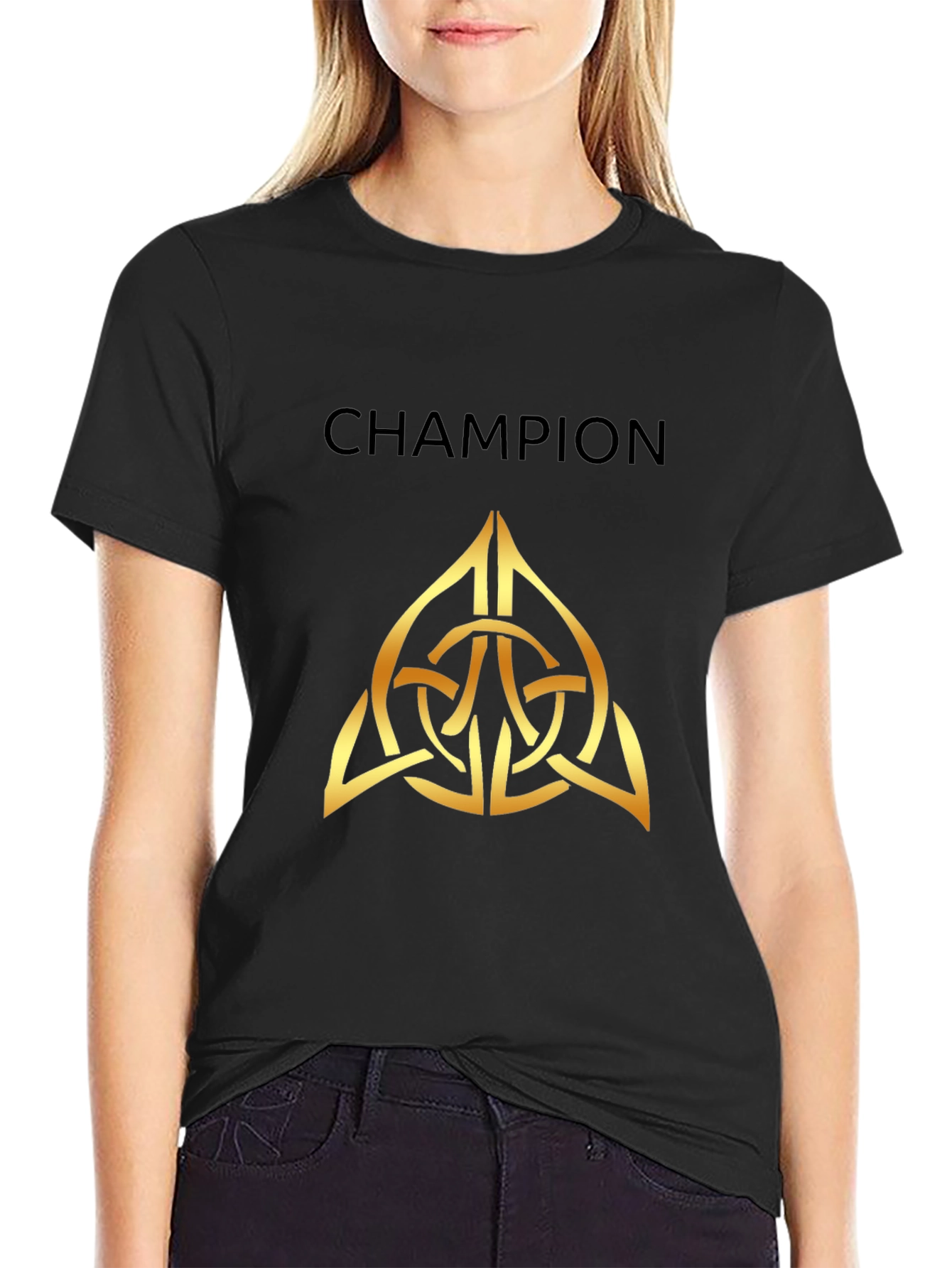 Champion Celtic Knot Gold Graphic Black T-Shirt
