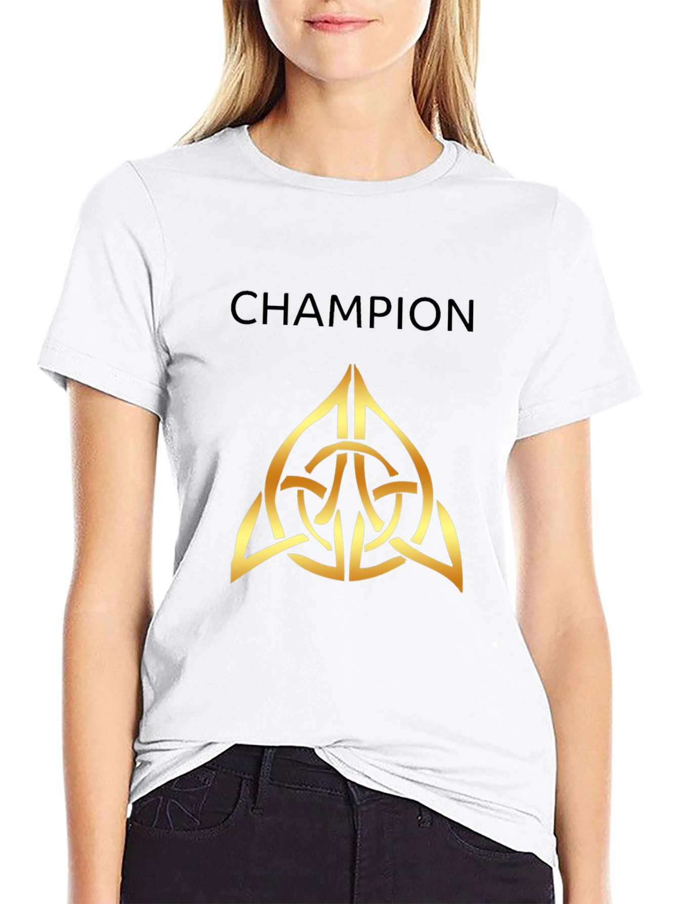 Champion Celtic Knot Gold Graphic Black T-Shirt