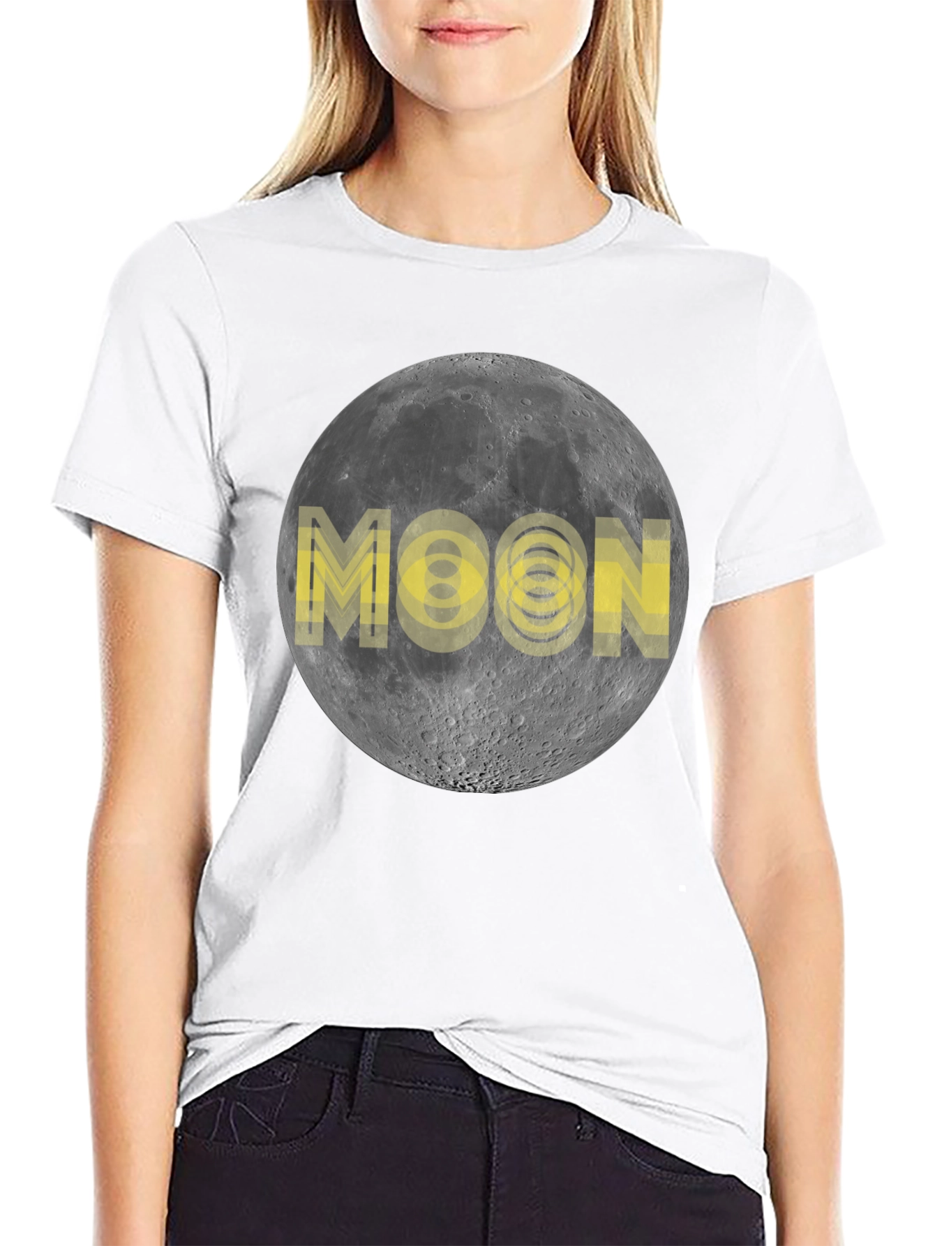 Moon Graphic Print Black T-Shirt