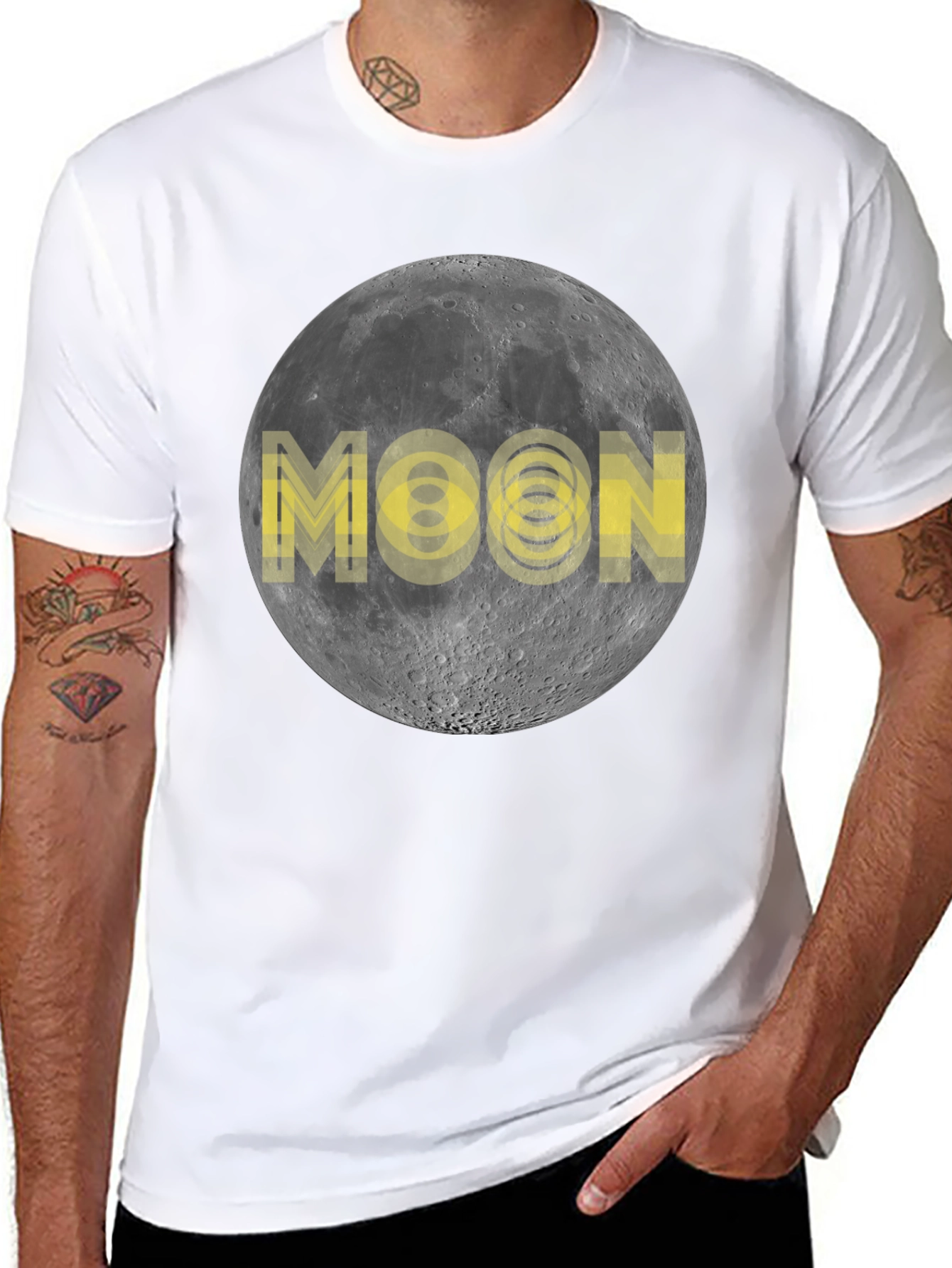 Moon Graphic Print Black T-Shirt